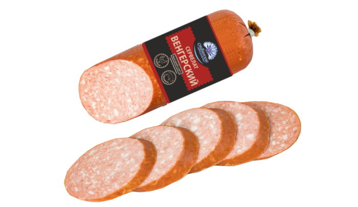 КОЛБАСА ВАРЕНО-КОПЧЕНАЯ “ВЕНГЕРСКИЙ СЕРВЕЛАТ”