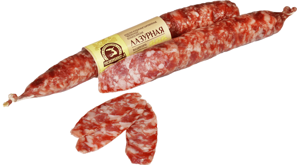 Колбаса фирменная «Лазурная» сырокопчёная высшего сорта (МГС)