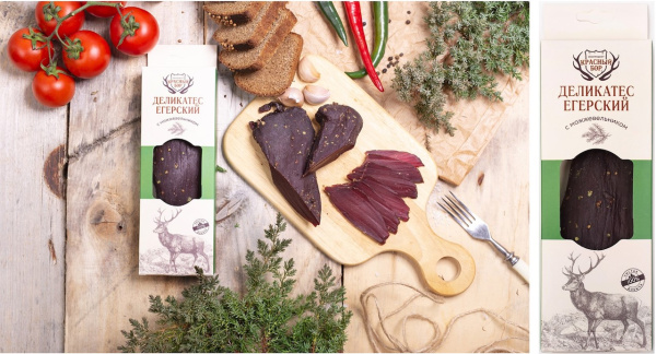Продукт из мяса оленя сыровяленый цельнокусковой «Деликатес егерский с можжевельником»